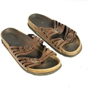 Birkenstock Granada Leather Sandals Slide Brown Womens Size 37 US 6 Boho Casual